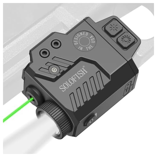 SOLOFISH 700 Lumens Pistol Light Laser Combo, Strobe & Memory Function for Green/ Red/ Blue Laser and Tactical Light with Slidable Rail Fits Full Size & Compact Guns w/ Rail