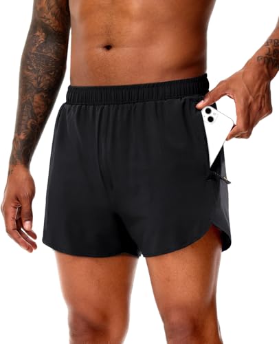MIER Men's 3 Inch Inseam Running Shorts with Brief Liner Dry Fit Gym Athletic Workout Exercise Shorts with Zipper Pocket2