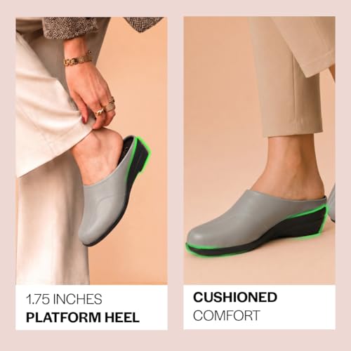 Image of FAUSTO Women Formal Back Open Platform Wedge Heel Slip‑On Mule Shoes | Stylish Office Footwear | Comfortable Fashion Shoes