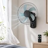 uifame Wandventilator mit Fernbedienung, 40 cm Wand Ventilator mit 3 Geschwindigkeiten, Oszillation 90° & Timer, Leiser Ventilator Wandmontage für Schlafzimmer Büro Wohnzimmer