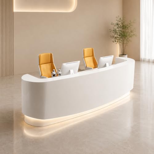 Image of Curved Reception Desk Counter for Office, Clinic, Hospital, Salon, Spa, Hotel Lobby, Showroom, Corporate Front Desk - (RCT-206 MDFL L8W2)
