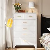 OpolQif Metal 6 Drawer Dresser for Bedroom, 48' H Tall White Chest of Drawers, Modern Vertical Storage Dressers for Dressing Room, Living Room, Hallway