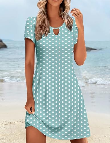 Image of Zeagoo Women's Casual A-Line Dresses with Pockets Summer Floral Tshirt Dress Short Sleeve Mini Dress Flowy Sundresses