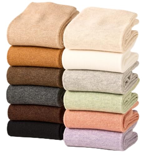 Eiatmoi Women Thin Cotton Socks Soft Cozy Crew Socks Cute Calf Socks Breathable Seamless Dress Socks 6 Pairs