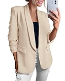 KIRUNDO Womens Blazer 2025 Spring Fall Bussiness Casual Long Sleeve Open Front Work Office Dressy Suit Jackets with Pockets(Beige, Medium)