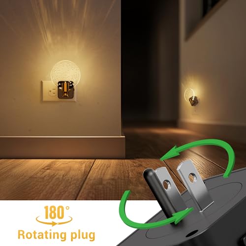 Image of L LOHAS LED Night Lights Plug into Wall, Dusk to Dawn Sensor, 3000K Soft White LED, 180 Rotating Acrylic Bubble Nightlight, 0-100lm Adjustable Brightness, for Bedroom, Bathroom, Hallway