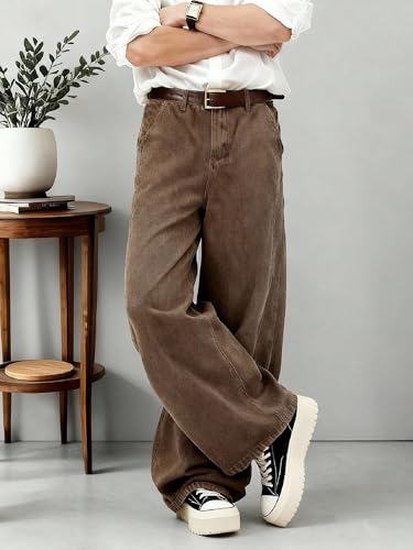 QNIM Men's Loose Fit Casual Jeans (Q-62-65) Coffee - Image 3