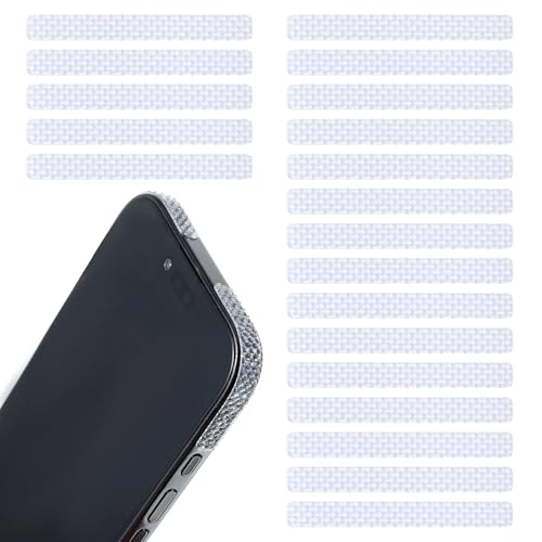 Phone Grip Tape, 20 Pcs Non Slip Phone Case Grip Side Sticker Adhesive Waterproof Textured Strips Decal for Cellphone Smartphone Tablet Frame (Clear)