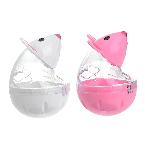 Hohopeti 猫用おもちゃ 自動給餌器 インタラクティブ フードディスペンサー プラスチック製 マウス形状 ペットフィーダー 知育玩具 猫 犬用 2個セット