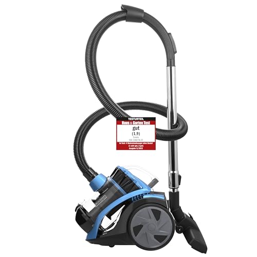 Emerio Zyklon Staubsauger 900 Watt Leistung 2,0 Liter Staubbehälter 7m Aktionsradius HEPA Filter CyclonePro klein und wendig Metall-Teleskoprohr inkl. Fugendüse, VCE-108278.10, Schwarz/Blau