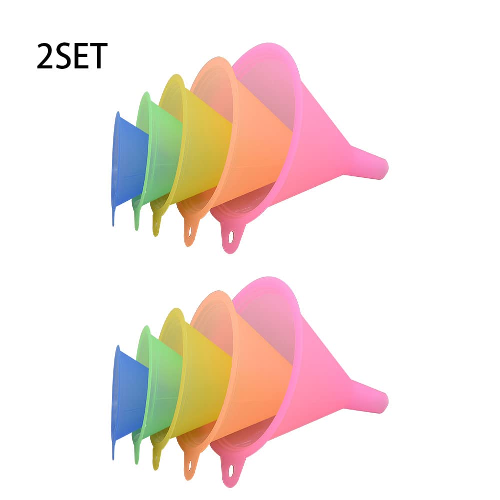 Kisbeibi Plastic Funnel, Rainbow Kitchen Funnels for Filling Bottles or Containers Small Funnel Sets, 1 Set - Image 2
