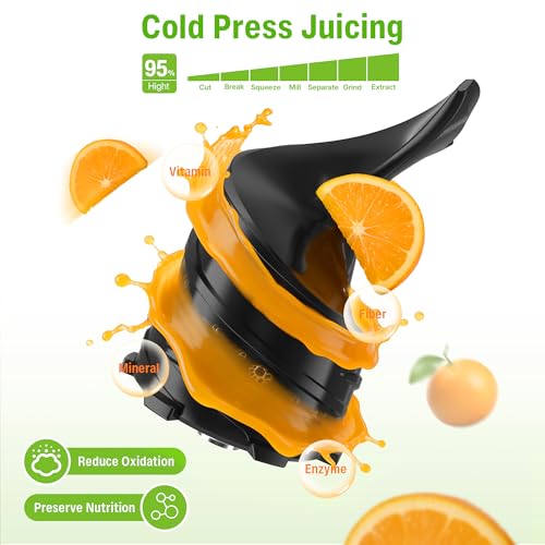 Image of Cold Press Juicer, Juicer Machines with 6 inch Large Wide Feed Chute, High Juice Yield Slow Masticating Juicer, Easy to Clean, Quiet Brushless Copper Motor, Juicers for Whole Fruits & Vegetables