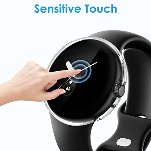 4-Pack Screen Protector Compatible With Google Pixel Watch, Nanw Soft Tpu Rugged Bumper Case Cover All-Around Protective Plated Bumper Shell Accessories For Pixel Smartwatch #TOP5