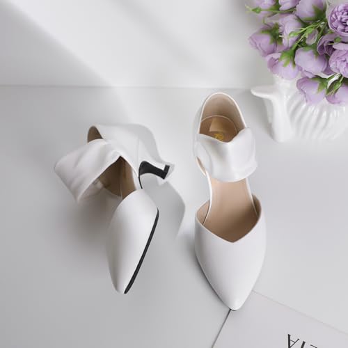 Image of RIBONGZ Kitten Heels for Women Closed Toe Comfortable Low Heels Pointed Toe Sexy Slip on Pumps Bridal Party Dressy Shoes