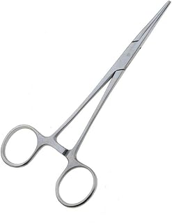 TopHomer Multi-Function Hemostat Forceps 5.5 Inch Curved Clamps with Serrated Jaws Stainless Steel for Fishing Hobby Craft Model Making Easy to Grip