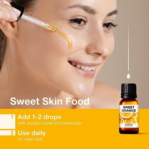 Kukka Sweet Orange Essential Oil For Diffuser - 100% Natural Therapeutic Grade Sweet Orange Essential Oils For Skin Use - Sweet Orange Oil Essential Oil For Aromatherapy (0.34 Fl Oz X 2) #TOP3