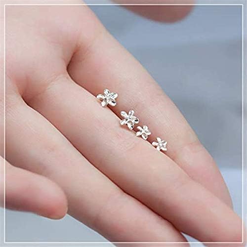 3 Pairs Tiny Flower Stud Earrings Sterling Silver Set for Women Girls Cute Cartilage 20g Studs Tragus Post Pin Hypoallergenic Piercing Body Jewelry Christmas Valentine's Day Birthday Gifts