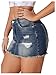 SHENHE Women's Ripped Low Rise Zip Fly Denim Skirt Sexy Y2k Vintage Jean Mini Skirt Raw Hem Blue Medium