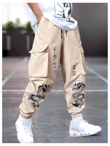 GORGLITTER Men's Japanese Pants Graphic Cargo Joggers Pants Stacked Sweatpants Y2K Streetwear3