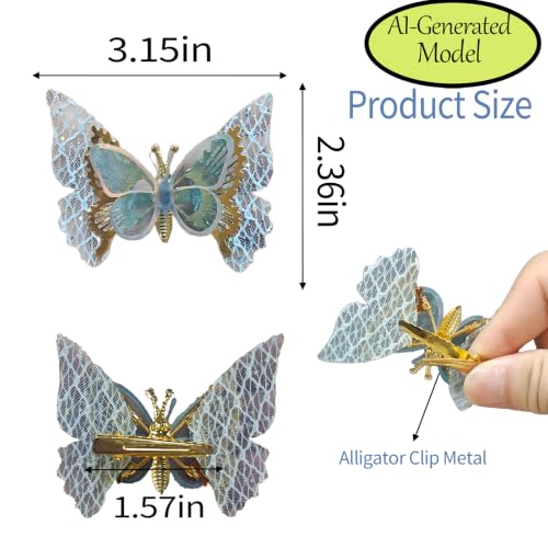 3 piezas pinzas de cabello mariposa móvil brillo 3.15 pulg miniatura 2
