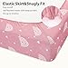 FIEMOL Baby Bedside Bassinet Sheets Fitted Girl, 33”x20” Compatible with Baby Delight Dream On Me & Most Rectangle Bedside Sleeper Bassinet Mattresses, Super Soft Microfiber Pink Rainbow