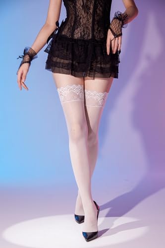 Image of Women's Lace Top Thigh High Stocking with Stay Up Silicone