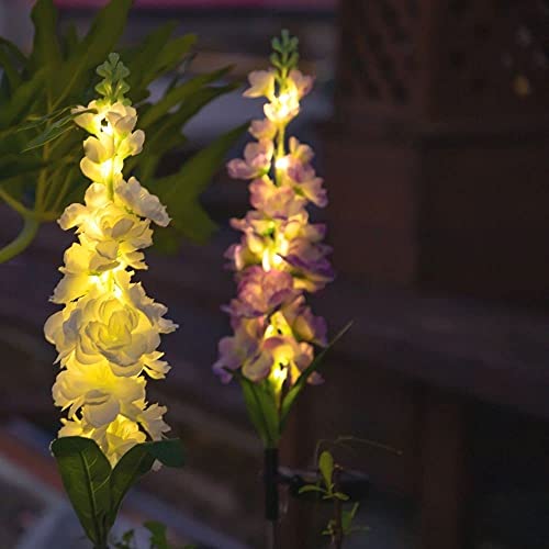 Outdoor Solar Garden Lights - 2 Pack Hyacinth Solar Flowers Lights With Larger Solar Capacity,Newest Solar Decorative Lights,Waterproof Outdoor Lights For Garden Patio Yard Pathway Decoration(White) #TOP6