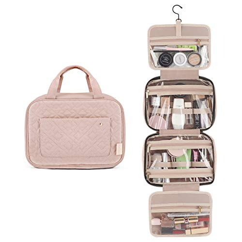 Toiletry Bag, KeShi Travel Bag with Hanging Hook, Water-Resistant Makeup Cosmetic Bag, Travel Organizer for Makeup Accessories, Shampoo, Toiletries(Pink)