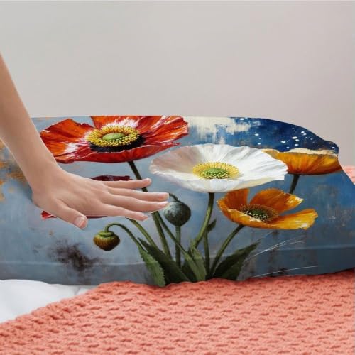 Housse de couette 90x190 fleur colorée en microfibre lavable machine - 7