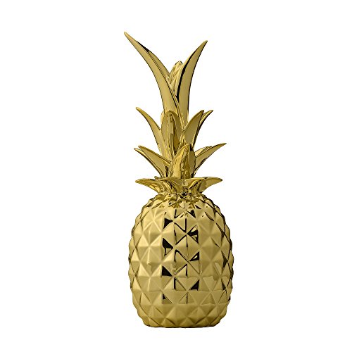 Bloomingville Ananas décoratif Home Decor - dècoration Maison Ø 9 x H 24 cm, Couleur Or, Céramique