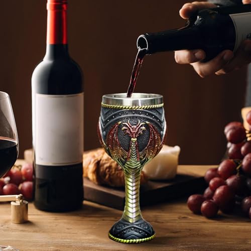 Calice di drago medievale | Dragons Wine Chalice Calice | Dragon Wine Calice, Dragons Chalice Caglie di vino medievale da collezCalice, tazza di bere in acciaio inossidabile per decorazioni per feste - immagine 4
