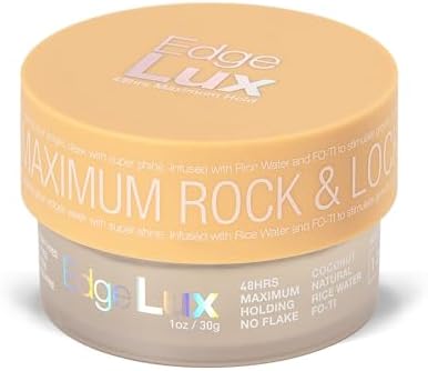 Edge Lux Coconut Edge Control Gel with Castor Oil, Keratin, Biotin, and Olive Oil - 48 Hour Maximum Hold, Non-Flaking, Non-Greasy, Scented, Conditioning Styling Gel for All Hair Types, 1 Ounce