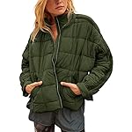 Watashi Women Quilted Puffer Jacket Lightweight Down Coat Long Sleeve Full Zipper Oversized Packable Short Puffer Jackets