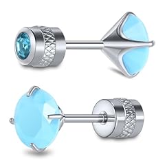 Silver+Turquoise CZ, 5mm