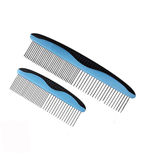 LovinPup Dog Comb Set for Grooming, 2 Pack, Pet Grooming Comb with Stainless Steel Teeth, Comfort Grip Handle, Dog…