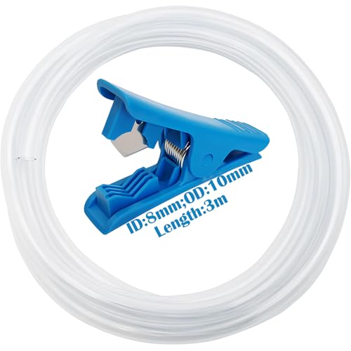 Tuyau PVC, CESFONJER Tuyau Souple Transparent 8mm ID*10mm OD, Tube Flexible, avec 1 coupe-tube (3 mètres)