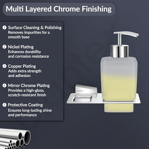 Image of Plantex Smero Pure Brass Made Hand Wash Holder for Wash Basin /Liquid Soap Dispenser /Shampoo Dispenser - Arrete (Chrome)