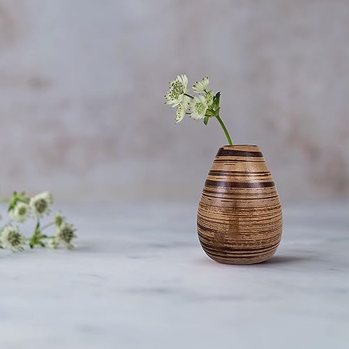 Image of Xtore Marbled Ceramic VASE with Striped Pattern for Home Decor (Pack of 1, Dark Brown)
