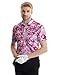 Breast Cancer Golf Polo Shirts for Men Golf Shirt Fashion Funny Prints Quick Dry Hawaiian Short Sleeve Shirts Golf Gifts for Men 2XL