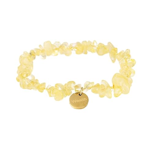XJHDS 2Pcs 18CM Yellow Beaded Bracelets, Durable Elastic Gemstone Bracelets, Adjustable Friendship Gifts for Daily Wear, Mother's Day