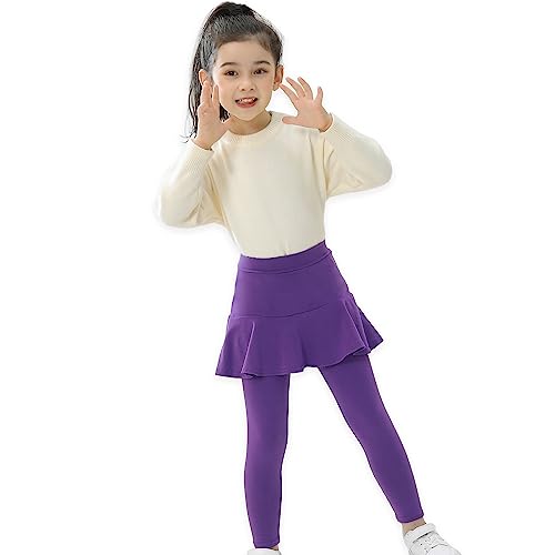 Image of StyleSavvy Trendy Girls' Leggings with Skirt - 2 Pack of Cotton Ruffle Skirt Pants for Kids for 3-8 Years