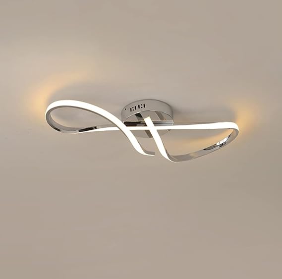 HuaJian Plafondlamp LED woonkamer slaapkamer plafond lamp moderne dimbare afstandsbediening plafondlamp keuken kroonluchter plafond licht hanger lamp voor kantoor hotel trap hangende lamp (chroom, 68 cm)