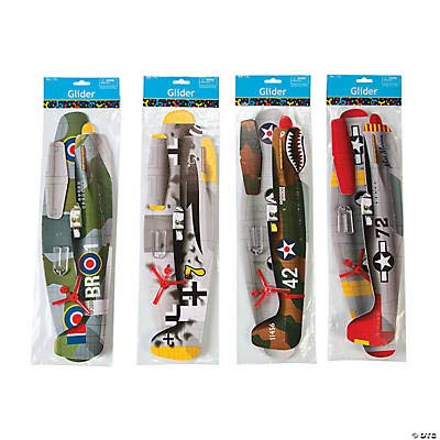 World War 2 Fighter Plane Gliders - Set Of 12 Large 16 Inch Foam Airplane Toys