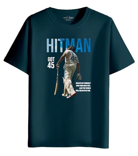 Image of INDISSH T-Shirt for Man | Regular and Plus Size Upto 7XL | Cricket Graphic Printed | Round Neck Cotton Fabric Regular fit Casual T-Shirt for man - RNM-Hitman-PAR