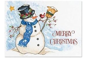 Joyful Snowman & Sweet Bird Christmas Card Set: Festive Holiday Greetings