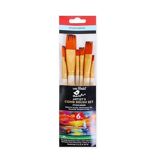 Image of Little Birdie Comb Brush Synthetic Hair Size 2 4 6 8 10 12 Set of 6 pc