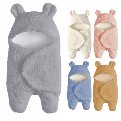 Image of Nunibum Baby Swaddle Blanket Boys Girls Cute Plush Receiving Blanket Ultra-Soft Newborn Sleeping Wraps for Infant 0-6 Months - Grey