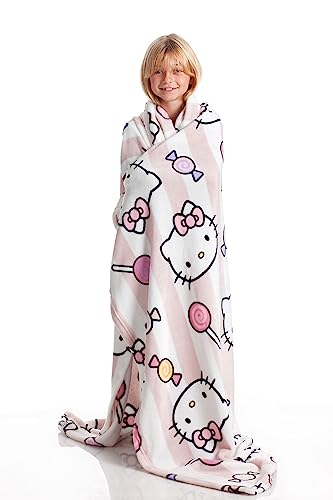 Kanguru Hello Kitty Fleece Blanket – Official Sanrio Soft & Fluffy Pink Throw for Kids, Girls & Women – Warm Sofa Blanket, Kawaii Bedroom Decor & Gift Idea – 130×170 cm (51×67 in)