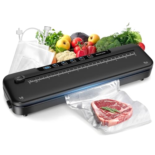 75kpa Compact Vacuum Sealer 6-in-1 w/Ext. Slide Blade & Digital Timer 6-in-1 Food Vacuum Sealer 75kpa, Ext. Slide Blade, Digital Timer