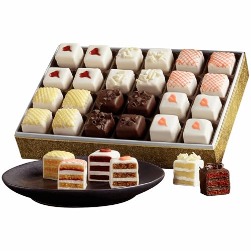 The Wisconsin Cheeseman Incredible Petits Fours - Gourmet Mini Layer Cakes in Chocolate Fudge, Red...